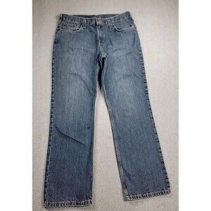 Carhartt Jeans Mens 34x29 Baggy Straight Blue Mid Rise Workwear Distressed